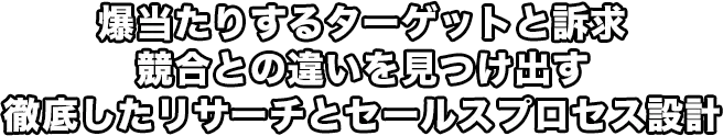 爆当たりするターゲットと訴求 競合との違いを見つけ出す 徹底したリサーチとセールスプロセス設計